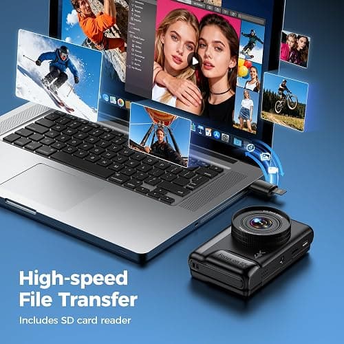 4K Digital Camera Photography for Vlogging: 64MP Compact Cameras with Flip Screen 16X Zoom - Gift for Beginners/Enfant/Teen - Vintage Appareil Photo Video Cam Black for Boys Girls thumbnail 8
