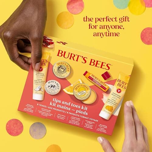 Burt's Bees Gifts Ideas, Tips and Toes Kit, 6 Travel Size Products - Pomegranate Moisturizing Lip Balm, 2 Hand Creams, Foot Cream, Cuticle Cream, and Hand Salve thumbnail 8
