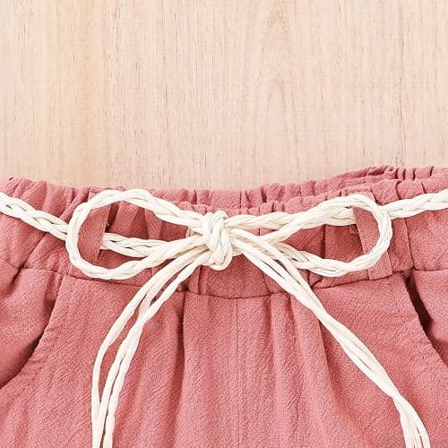 YOUNGER TREE Toddler Baby Girls Clothes Watermelon T-shirt + Linen Shorts with Belt Cute Summer Short Set thumbnail 6
