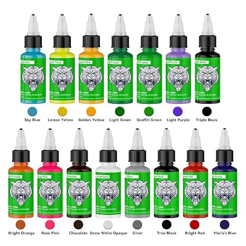 15 Colors Tattoo Ink Set,1oz (30ml) Tattoo Ink Colors Set for Shading&Outlining,Professionals Tattoo Pigments for Tattoo Body Art thumbnail 2