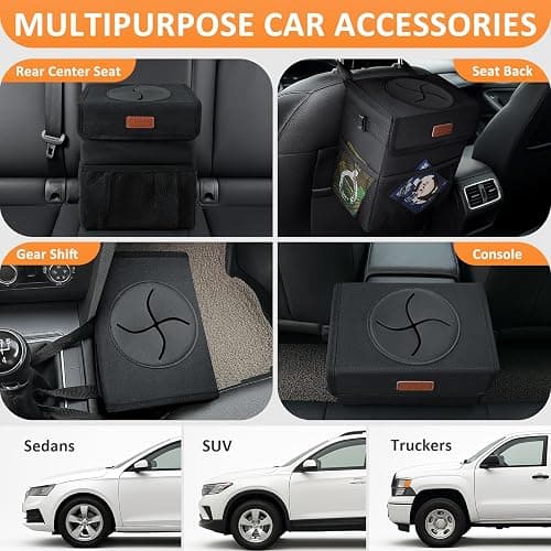 Vankor Car Trash Can Bin with Lid Hanging for Back Seat, Car Accessories for Women Men Leak Proof Automotive Garbage Cans Leakproof Vehicle Trash Can for Truck SUV Black thumbnail 5