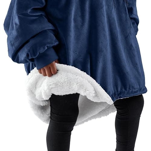 Bare Home Wearable Blanket Hoodie - Soft Plush Sherpa - Warm and Cozy - Oversized Wearable Blanket - Adult & Kid Sizes thumbnail 6