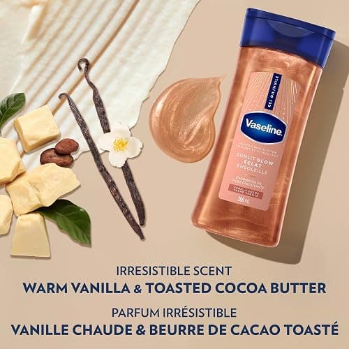 Vaseline Glazed and Glisten Sunlit Glow Vanilla Cocoa Shimmering Body Gel Oil with Ultra-Hydrating Lipids and 100% Pure Cocoa Butter, 200 ML thumbnail 4