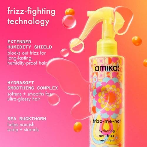 amika frizz-me-not hydrating anti-frizz treatment | lightweight hydrating spray for medium to thick coarse hair types 2a-4c, humidity + heat protection, smooth frizz for up to 3 days thumbnail 4