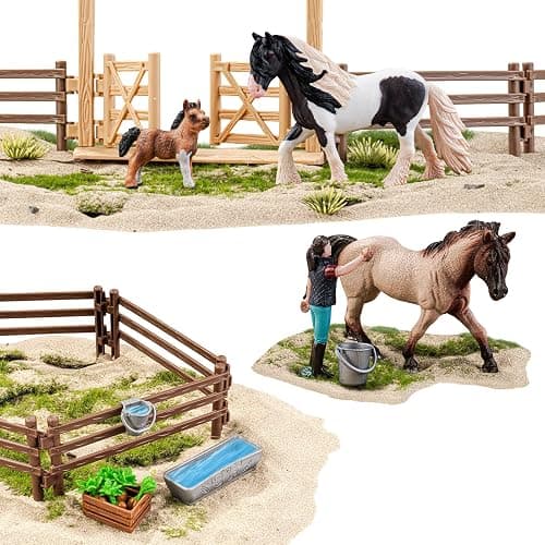 THINKBAY 35 PCS Horses Toys Set for Kids, Solid Realistic Horse Stable Playset Barn Toys for Girls, Ideal Birthday Farm Animals Gift for Toddlers thumbnail 8