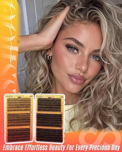 Wispy Lash Clusters Kit 708pcs Eyelash Clusters 30D 40D 50D 60D 80D 100D | Fluffy Cluster Eyelash Extensions Kit 9-16mm Spiky Individual Lashes CD-Curly DIY with Lash Bond and Seal by OOjiss thumbnail 4