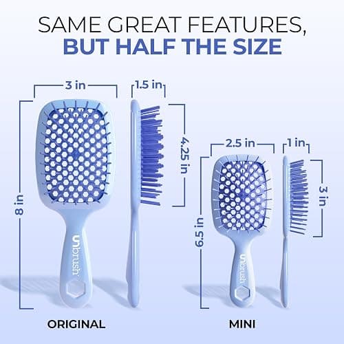 FHI Heat UNbrush Mini Detangler Brush for Pain-Free Brushing on All Wet or Dry Hair Types — Durable Duoflex Anti-Static Bristles, Lightweight Handle, Vented Mini Hair Brush thumbnail 3