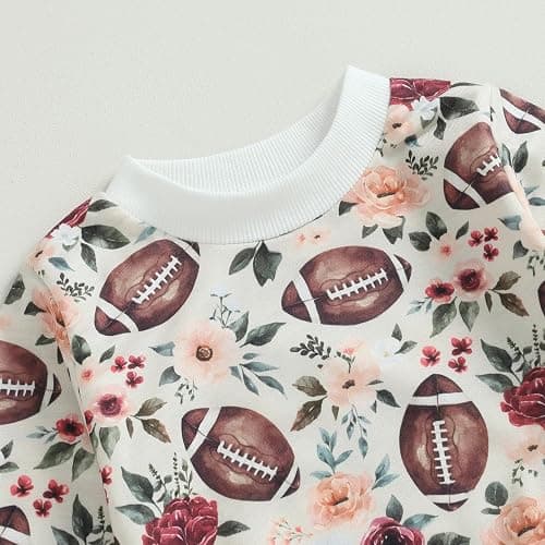 Baby Boy Girl Football Outfit Long Sleeve Crewneck Sweatshirt Pullover Tops and Elastic Pants Set 2PC Outfits thumbnail 4