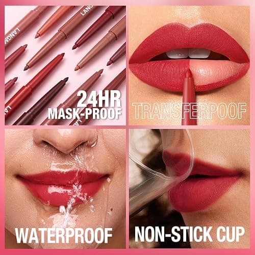 LANGMANNI 12 Colors Sculpting Matte Velvet Lip Liner Set,Smooth Creamy Texture,Waterproof And High Pigmented For Girls Daily Application Lip Makeup thumbnail 4