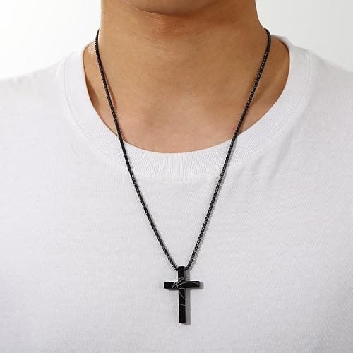 Gnamy Basketball Cross Necklace Gifts for Boys Men, Cross with Bible Verse Stainless Steel Pendant Chain Easter Christian Religious Jewelry Gifts for Him Kids Teenage Teens thumbnail 4