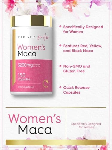 Carlyle Maca Root Capsules for Women | 150 Count | Non-GMO, Gluten Free Supplement | for Her thumbnail 4