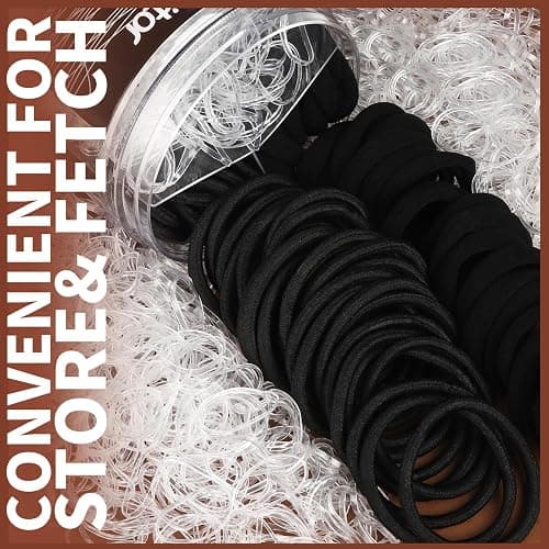 Teenitor Hair Accessories Kit for Woman Girls 500pcs Elastic Hair Bands 30pcs Ponytail Holders, Black Seamless Thick Hair Bands, 40pcs Bobby Pins Black Clear thumbnail 7