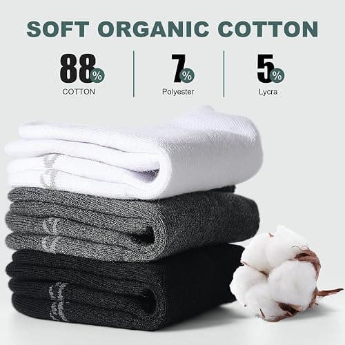 Lapulas 6 Pack Men's Ankle Socks with Cushion, Cotton Quarter Socks for Sport Training Running thumbnail 6