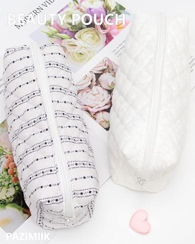 PAZIMIIK Vintage Quilted Makeup Bag Cosmetic Pouch for Brushes Pencils and Travel Make Up Accessories for Women and Girls Star Line thumbnail 7
