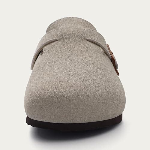 KIDMI Genuine Suede Clogs for Women Cork Footbed Sandals Leather Mules Potato Shoes with Arch Support thumbnail 4
