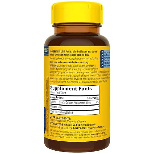 Nature Made Melatonin 5mg Tablets Extra Strength, 100% Drug Free Sleep Aid for Adults, 90 Tablets, 90 Day Supply thumbnail 7