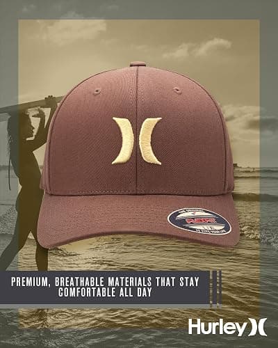 Hurley Mens Baseball Cap - Flexfit Fitted Baseball Caps for Men (Sizes: S-XL) thumbnail 4