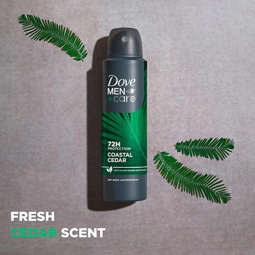 DOVE MEN + CARE Dry Spray Antiperspirant Coastal Cedar 3.8 oz 4 Count | 72 Hour Protection with a Plant-Based Moisturizer thumbnail 3