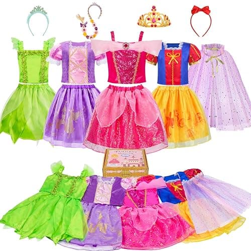 Meland Princess Dress Up - Dress Up Clothes for Girls with Toys,Christmas Birthday Gift for Toddler Girls 3,4,5,6,7,8 Years - Image 1