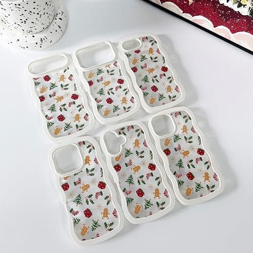 XIZYO Christmas Phone Case for iPhone 15, Xmas Wavy Cute Merry Christmas Pattern Clear Aesthetic Wave Girls Kids Women Santa Slim TPU Shockproof Protective Cover, Gingerbread Man thumbnail 3