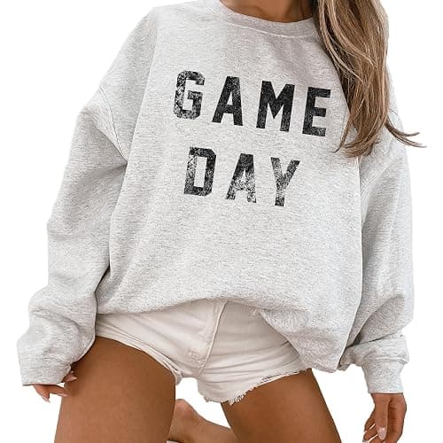 Game Day Sweatshirt, Cute Sports Sweatshirt For Women, Vintage Football Pullover Sweater, Touchdown Shirt, Gift For Mom, Unisex Crewneck Sweatshirt Ash Grey - Image 1