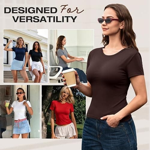 Walifrey Womens Short Sleeve Tops 2 Pack, Slim Fit T-Shirt Casual Basic Summer Top for Women 2026 Fashion Clothes thumbnail 7