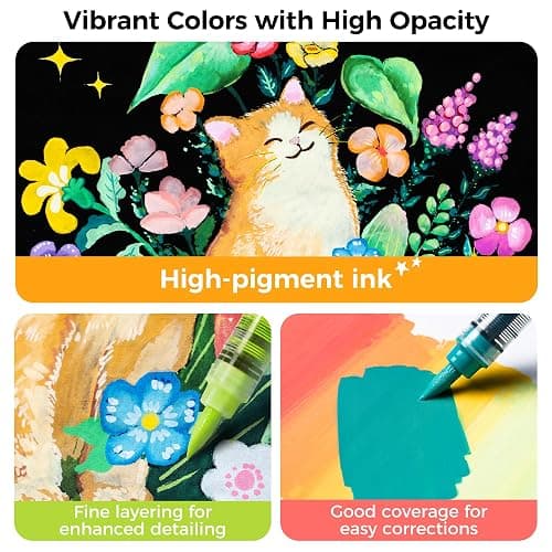 Ohuhu Acrylic Paint Markers Brush Tip: 120 Colors Automatic Ink Control Acrylic Markers High Opacity Paint Pens Water-Resistant Lightfast for Rock Painting 3D Prints Easter Egg Wood DIY Craft - Kahuku thumbnail 4