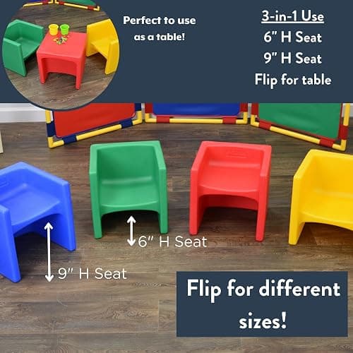 Children's Factory 3-in-1 Cube Chair for Kids, Flexible Seating Classroom Furniture, 1-Pack, Blue thumbnail 2