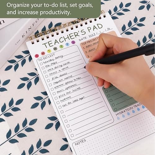 Newkita Teacher To Do List Notepad, 8.3x5.8 Inch Teacher Notepad, Spiral Checklist Notebook for Class Schedules, Daily Planner, School Tasks and Goal Setting (Green) thumbnail 5