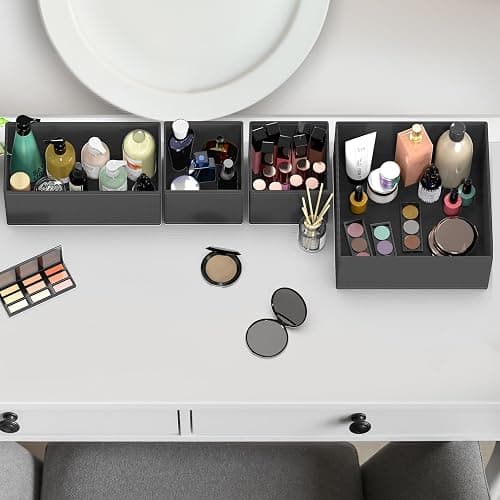 Simple Houseware Underwear Drawer Organizer for Lingerie/Undergarment/Bra/Panty/Sock/Onesie, Set of 6, Dark Gray thumbnail 8