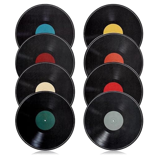 8Pcs Vinyl Record Wall Decor Poster for Christmas, 9in Self Adhesive Vinyl Fake Record Music Decor Album Posters Records Wall Decoration for Music Party Studio Home Walls Decorations Made By Cardboard - Image 1