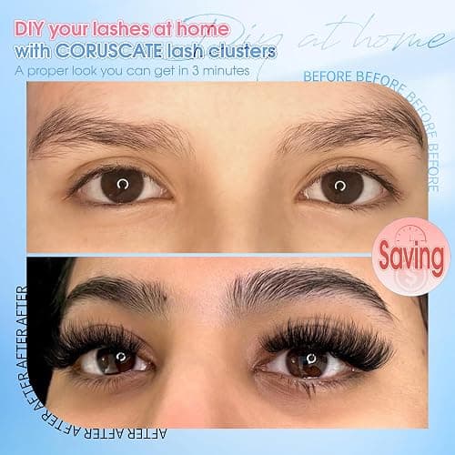 CORUSCATE Lash Clusters 100D120D150D with Bottom Lash, Cluster Eyelash Extensions Long 12-20mm DIY Cluster Lashes Thick Eyelash Clusters Volume Individual Lashes Extension 390pcs D Curl Eyelashes thumbnail 5