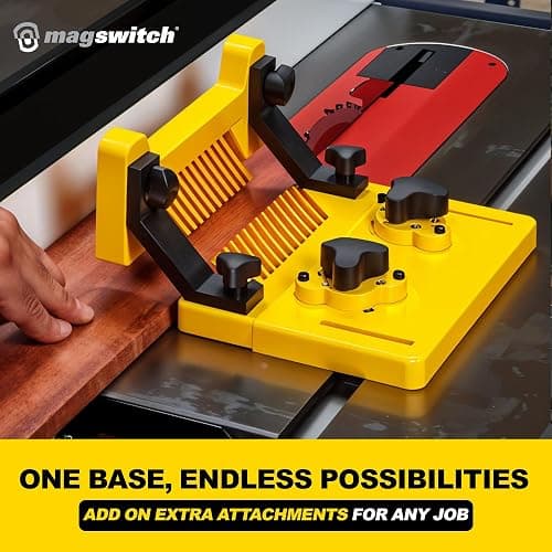 Magswitch Woodworking Tools Starter Kit and Accessories, with Featherboard, Mounting Push Block, and Welding Magnetic Base Clamp Holder for Table Saw Jig, Router Table, Jointer and Band Saw, Yellow thumbnail 3
