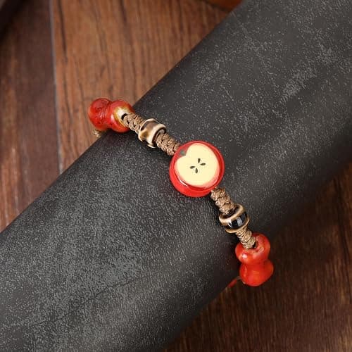 GAXAYA Apple Ceramic Bracelet for Women Men Adjustable Rope String Bracelets Handmade Woven Cord Bracelets thumbnail 3