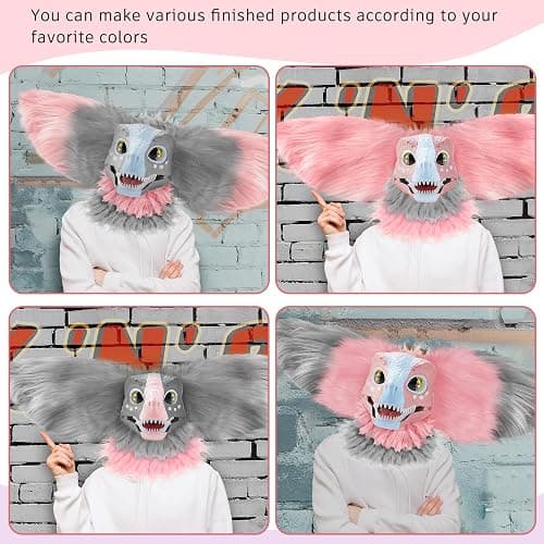 Seenelling 13 Pcs DIY Dino Mask Kit Hard Plastic Dinosaur Mask Furry Therian Dino Costume Kit Animal Dinosaur Party Costume thumbnail 6