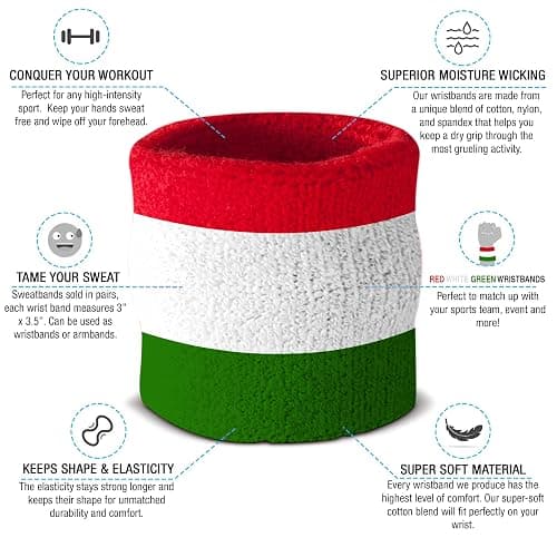 Suddora Striped Sweatband Set, Moisture Wicking 2 Wristbands and 1 Headband, Breathable Athletic Sweat Bands for Sports, Costumes & Cosplay, Matching Bands to Wear with Jersey thumbnail 4