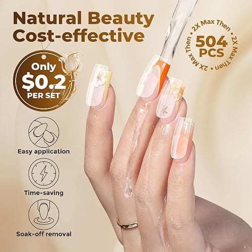 UNA GELLA Square Straight Nail Tips Medium 504PCS Pre-Etched French Style | 12 Sizes Full Cover Flexible Soft Gel, Suitable for Women Salon Use & Home DIY Press On Nail Extensions thumbnail 6