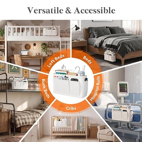 Lifewit Bedside Caddy in Bunk Hospital for Mobile Keys Glasses Magazine, 13.0 x 3.9 x 7.9 in, White thumbnail 6