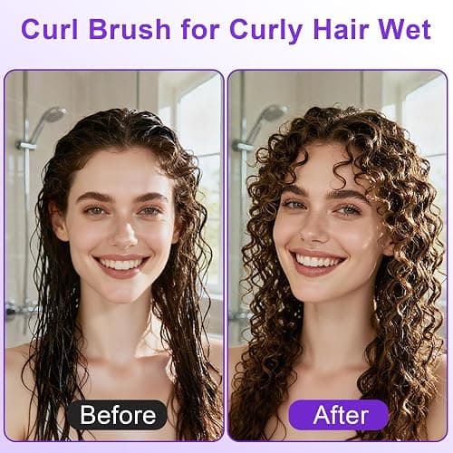 Curly Hair Brush, Curl Defining Brush with Soft Boar Bristles Detangling Tangled Glides, Wide-Teeth Design Effortlessly Shaping & Defining Curls, Curling Definer for Wet & Dry Hair (Purple) thumbnail 4
