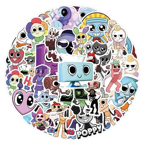 54Pcs World for Dandys Stickers, Figure Vinyl Waterproof DIY Sticker Decals for Party, Water Bottle Scrapbook Laptop Skateboard Computer for Teens Fans - Image 1
