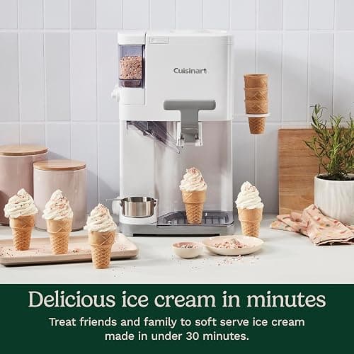 Cuisinart Soft Serve Ice Cream Machine- Mix It In Ice Cream Maker for Frozen Yogurt, Sorbet, Gelato, Drinks 1.5 Quart, White, ICE-48 thumbnail 4