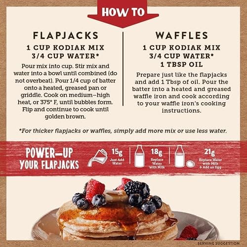 Kodiak Cakes Protein Pancake Power Cakes, Flapjack and Waffle Baking Mix, Buttermilk, 20 Oz, (Pack of 6) thumbnail 7
