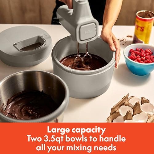 bella 3.5 Qt Hand & Stand Mixer, 2 in 1 Electric Mixer with Bowl, Dough Hook, Whisk & Egg Beater, Multifunctional Handheld Mixer for Baking, 200 Watt, Oatmilk thumbnail 6