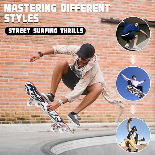 Professional Double Kick Skateboard, 31 inch Maple Deck, ABEC-9 Bearings, 95A PU Wheels, Custom Graphic Design thumbnail 4