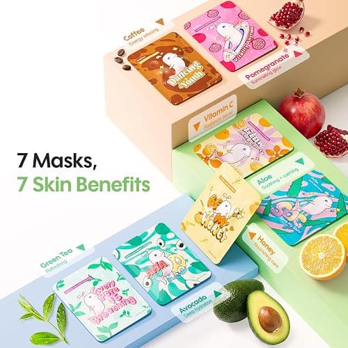ZealSea Face Masks Skincare for Women, Variety 7Days Facial Sheet Mask Set for Deep Hydrating & Glow, Daily Self-Care Gift & Family Moment for Teens Kids Girls Birthday Party, Safe for all Skin types thumbnail 3