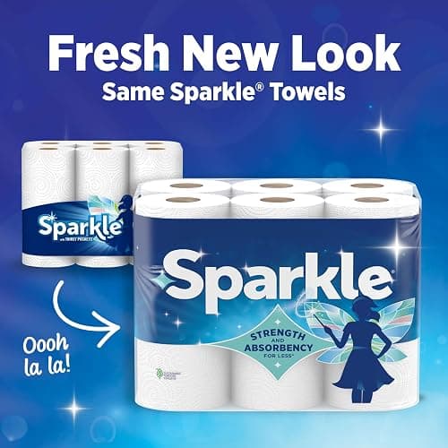 Sparkle Pick-A-Size Kitchen Paper Towels, 6 Double Rolls, 660 Sheets | Strong 2 ply paper towels for kitchen cleanup and everyday messes, high absorbency for soaking up spills and wiping surfaces thumbnail 4