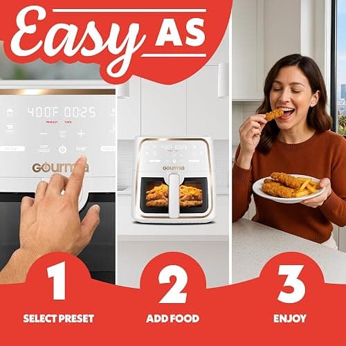 Gourmia 8 Qt Air Fryer, 8 Presets with Digital Display, FryForce 360° Technology, Easy View Window & Interior Light, Dishwasher Safe Basket, White thumbnail 9