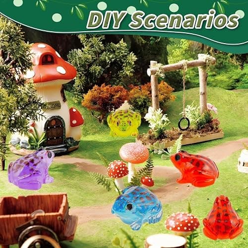 Exasinine 50Pcs Luminous Mini Resin Frog 10 Colors Miniature Frog Figurines Tiny Animals for Crafts Fairy Garden Micro Moss Landscape Aquarium thumbnail 4