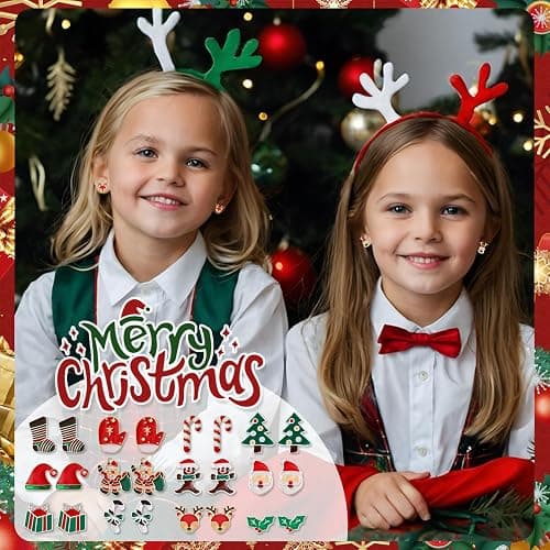 Gushu 30 Pairs Christmas Earrings for Women, Xmas Gifts Holiday Cute Stud Earrings Hypoallergenic Christmas Tree Snowflake Bow Snowman Stocking Santa Claus Elk Stud Festive Party Jewelry Gifts thumbnail 3