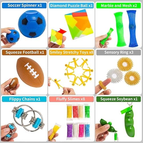 76 Pack Sensory Fidget Toys Set, Stress Relief and Anti-Anxiety Bundle Sensory Toys for Kids Adults, Cool Fidget Packs with Mochi Squishy, Magic Rainbow Ball, Motion Timer, Flippy Chain,Stress Ball... thumbnail 5